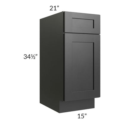 RTA Onyx Black Shaker 15" Vanity Base Cabinet with 1 Decorative End Panel