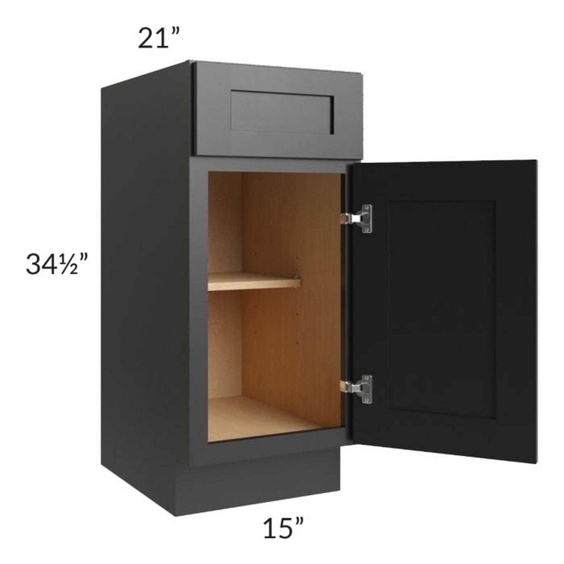 RTA Onyx Black Shaker 15" Vanity Base Cabinet