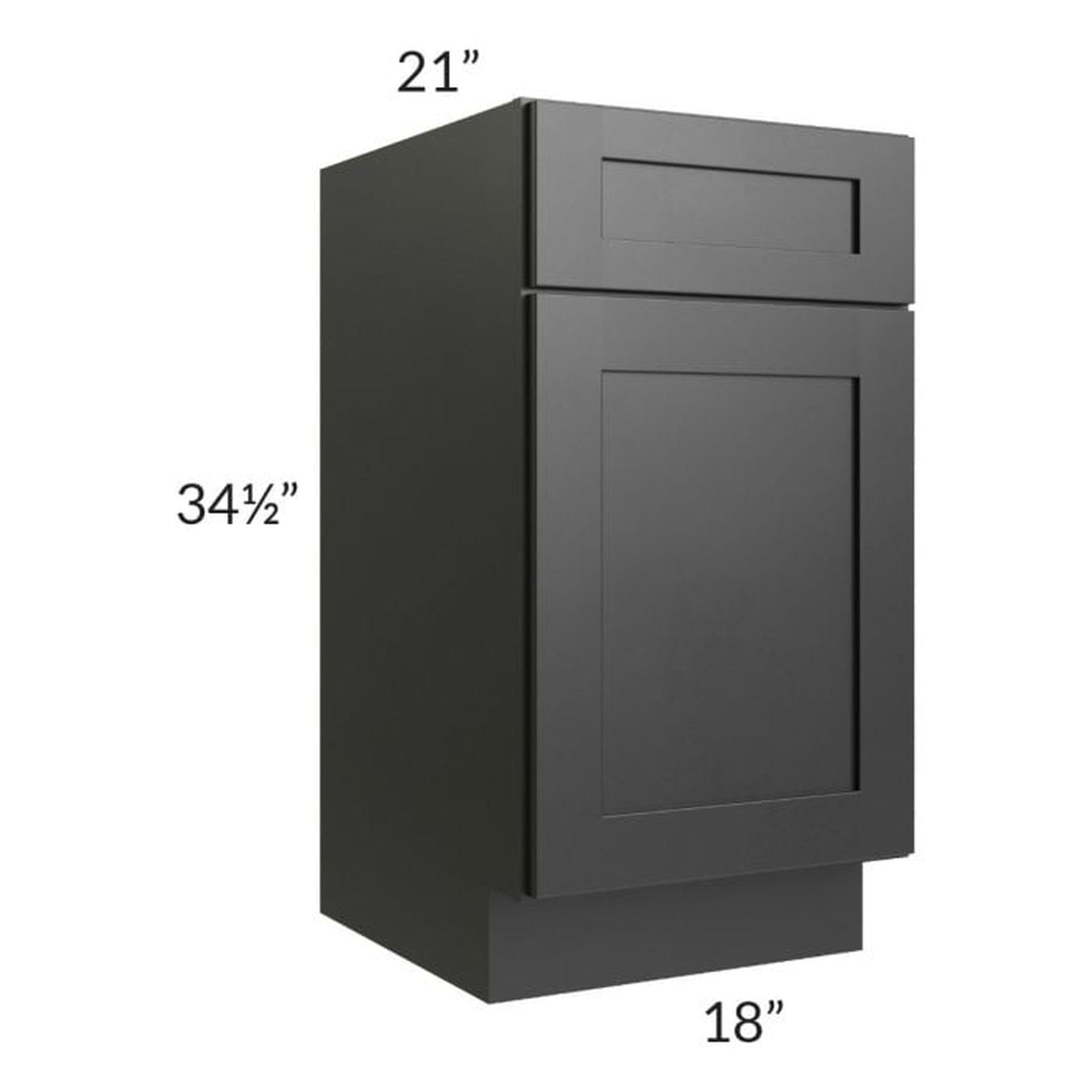 RTA Onyx Black Shaker 18" Vanity Base Cabinet with 1 Decorative End Panel