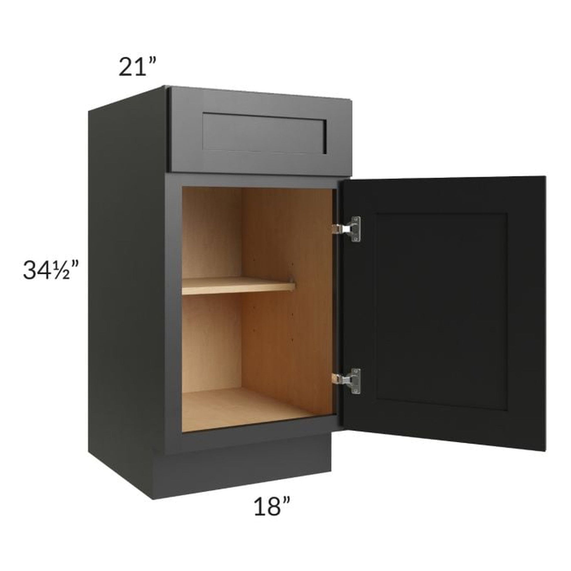 RTA Onyx Black Shaker 18" Vanity Base Cabinet