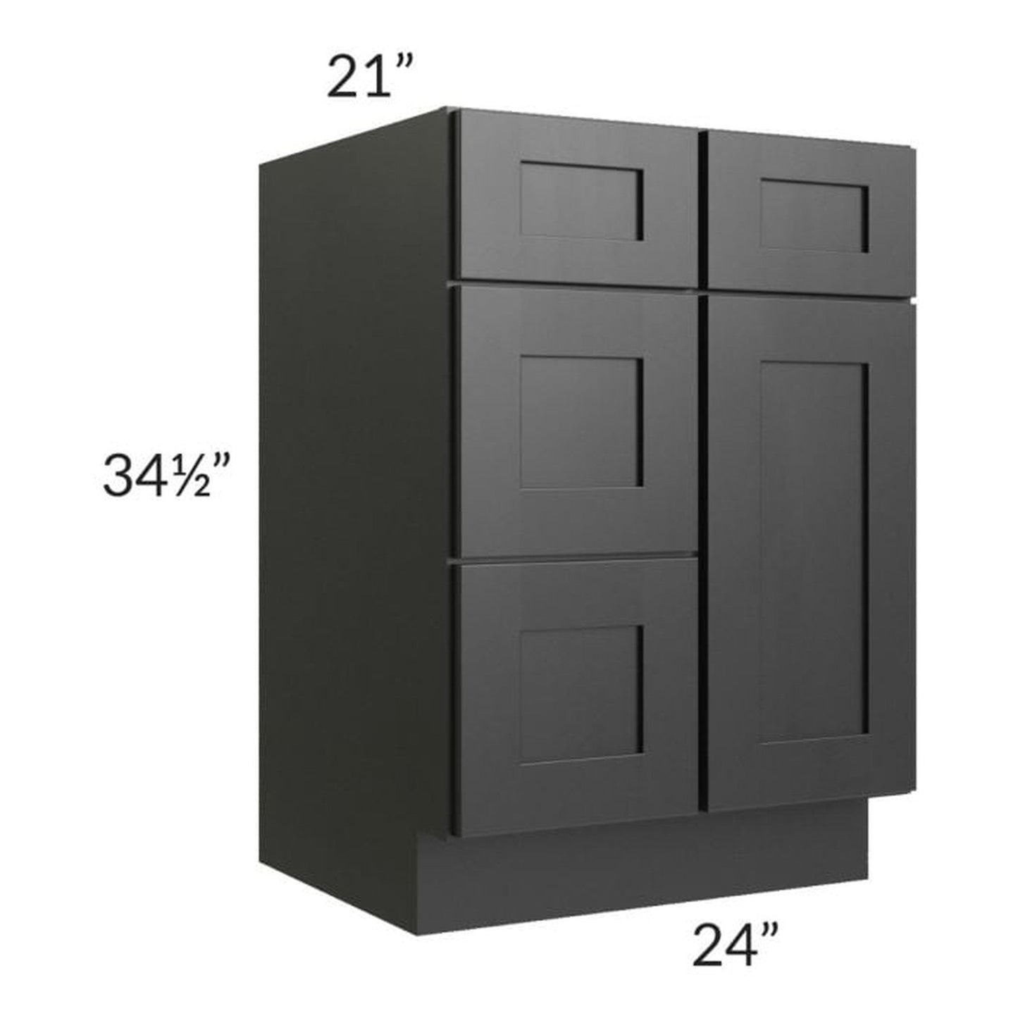 RTA Onyx Black Shaker 24" Vanity Sink Base Cabinet (Drawers on Left)