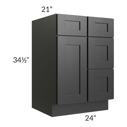 RTA Onyx Black Shaker 24" Vanity Sink Base Cabinet (Drawers on Right)