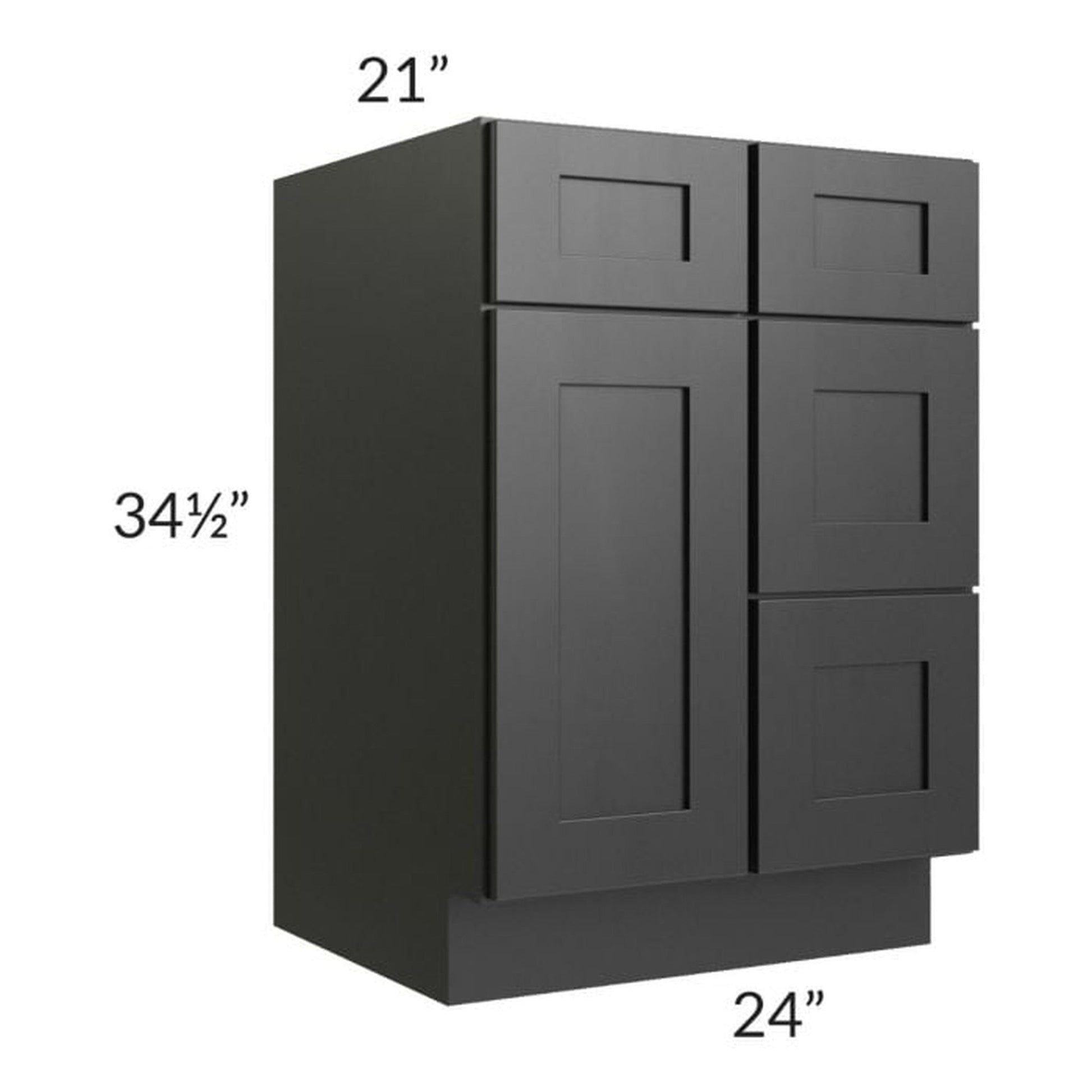 RTA Onyx Black Shaker 24" Vanity Sink Base Cabinet (Drawers on Right) with 1 Decorative End Panel