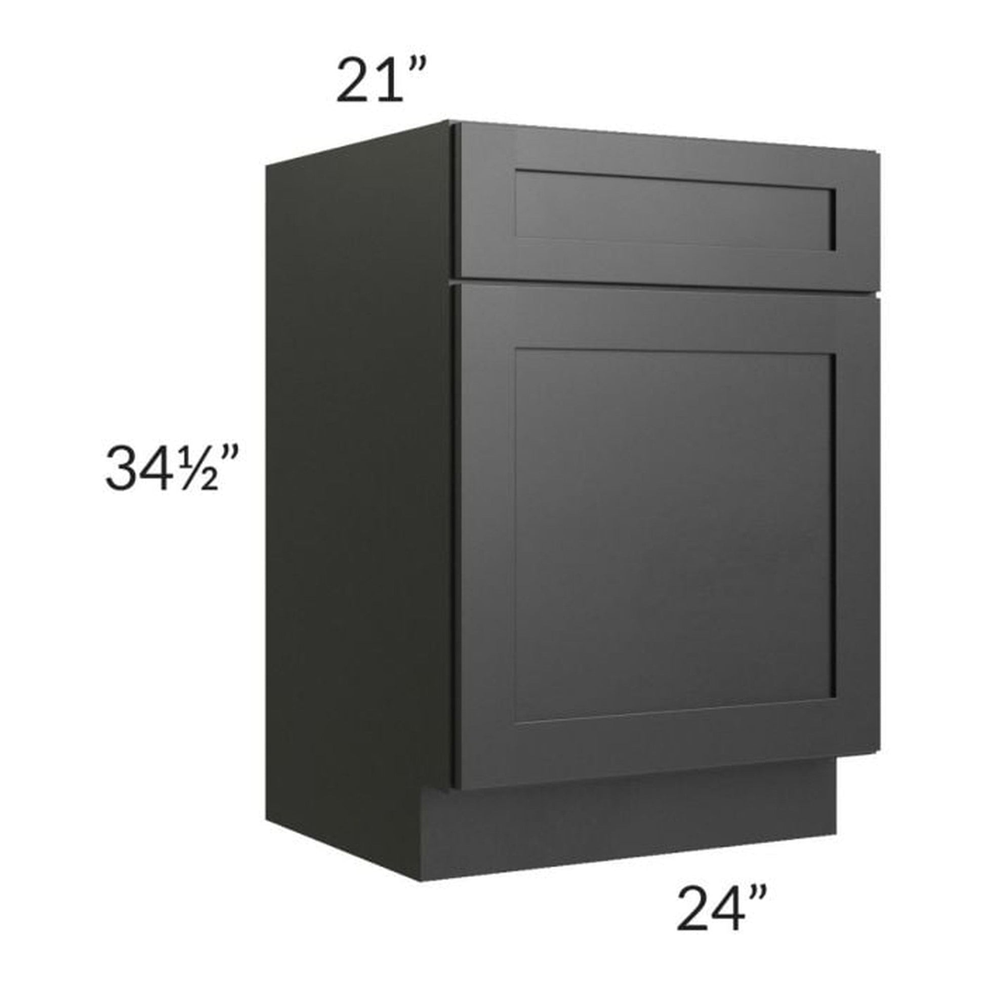 RTA Onyx Black Shaker 24" Vanity Sink Base Cabinet with 1 Decorative End Panel