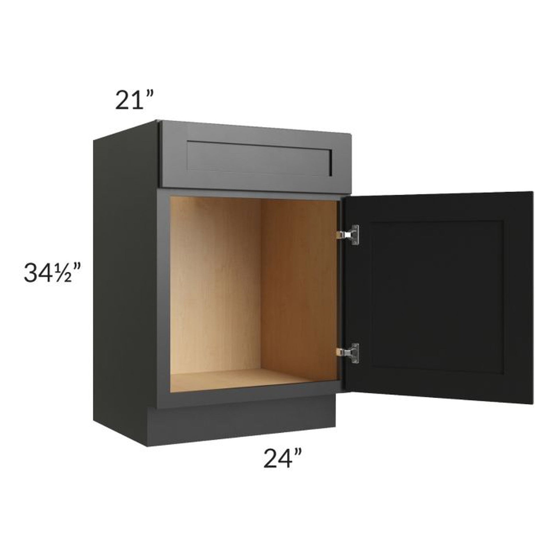 RTA Onyx Black Shaker 24" Vanity Sink Base Cabinet