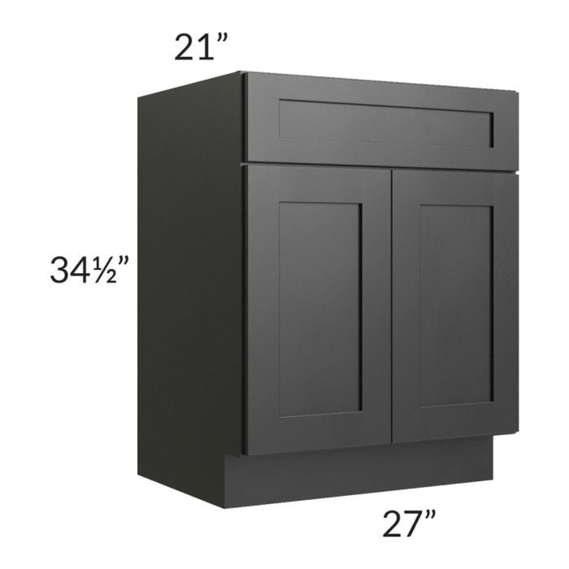 RTA Onyx Black Shaker 27" Vanity Sink Base Cabinet with 1 Decorative End Panel