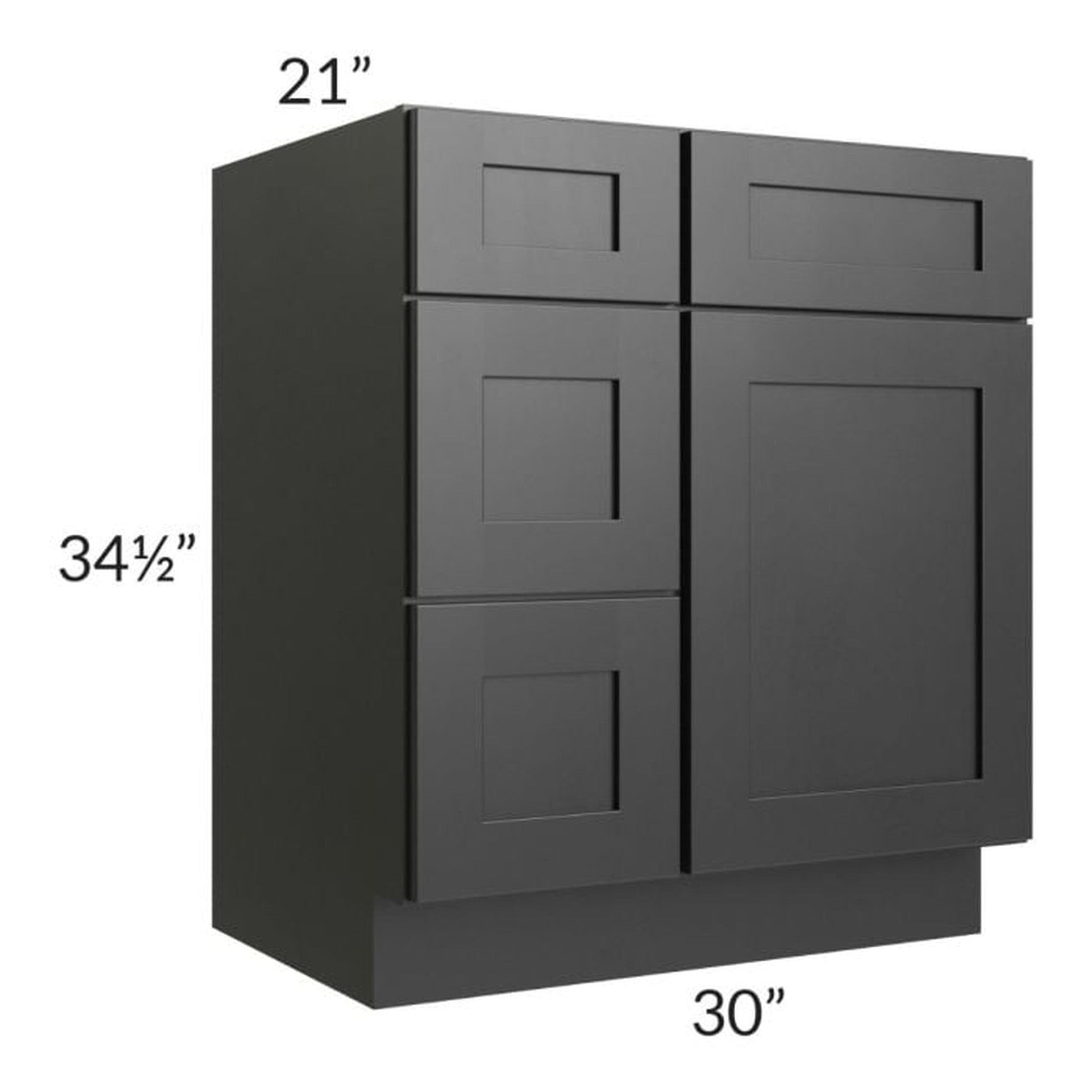 RTA Onyx Black Shaker 30" Vanity Sink Base Cabinet (Drawers on Left)