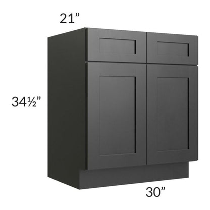 RTA Onyx Black Shaker 30" Vanity Sink Base Cabinet with 1 Decorative End Panel