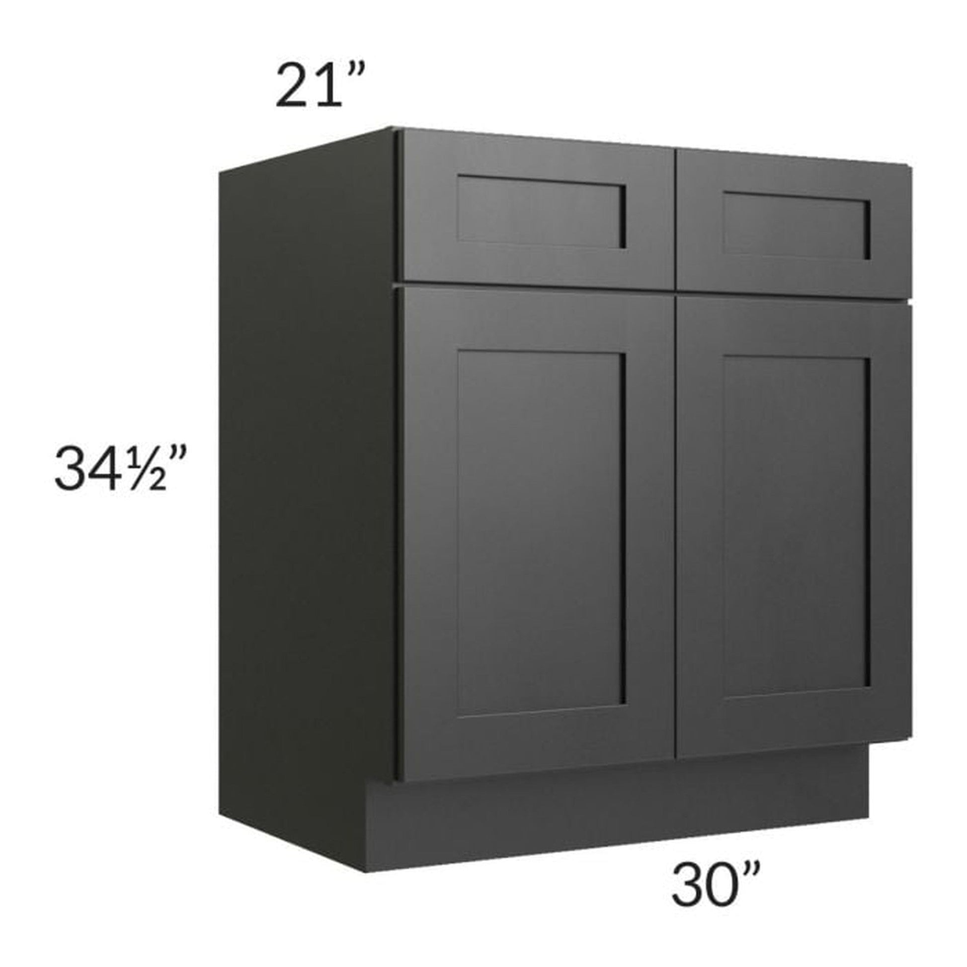 RTA Onyx Black Shaker 30" Vanity Sink Base Cabinet with 2 Decorative End Panels