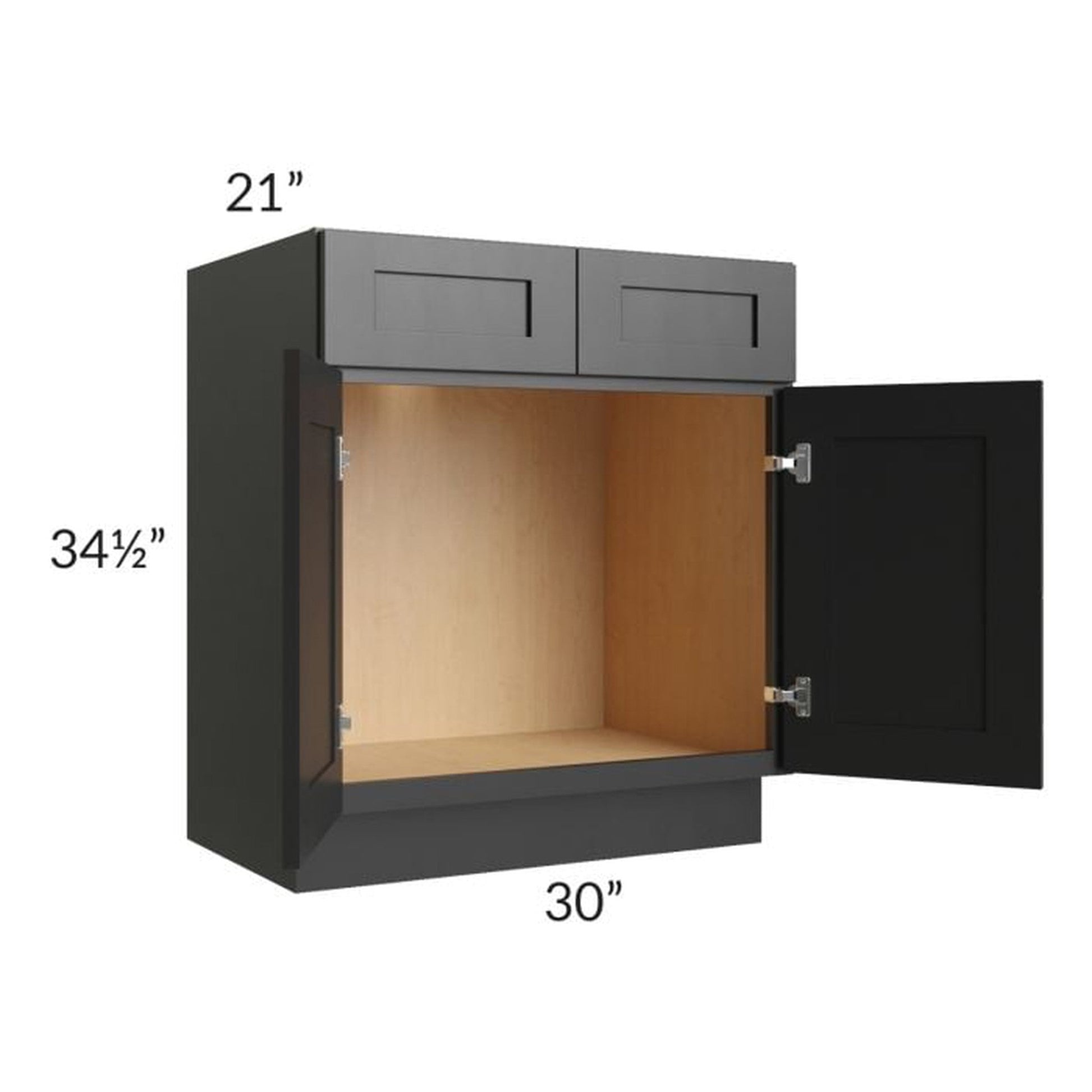 RTA Onyx Black Shaker 30" Vanity Sink Base Cabinet