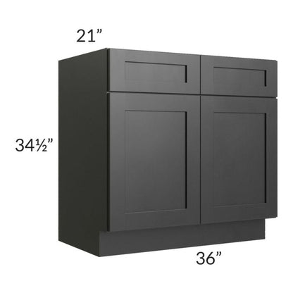 RTA Onyx Black Shaker 36" Vanity Sink Base Cabinet with 1 Decorative End Panel