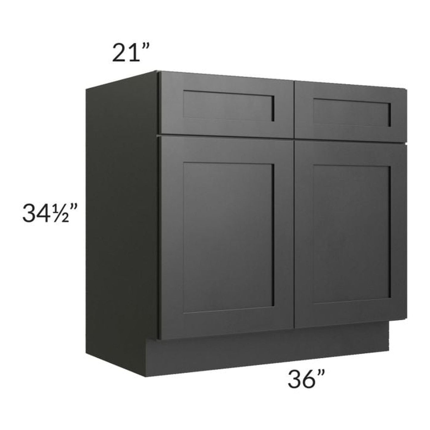 RTA Onyx Black Shaker 36" Vanity Sink Base Cabinet with 2 Decorative End Panels