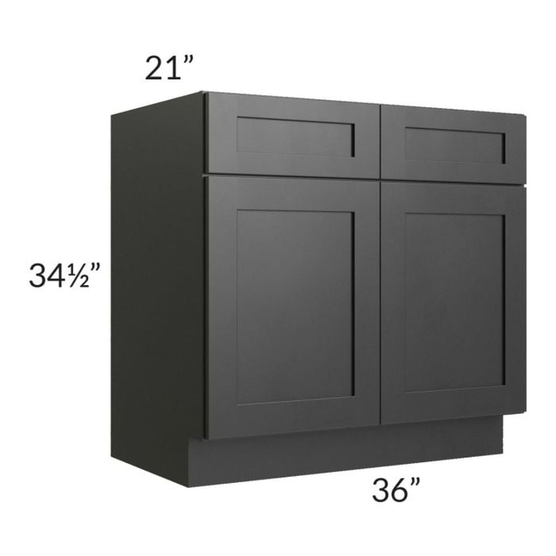 RTA Onyx Black Shaker 36" Vanity Sink Base Cabinet with 2 Decorative End Panels