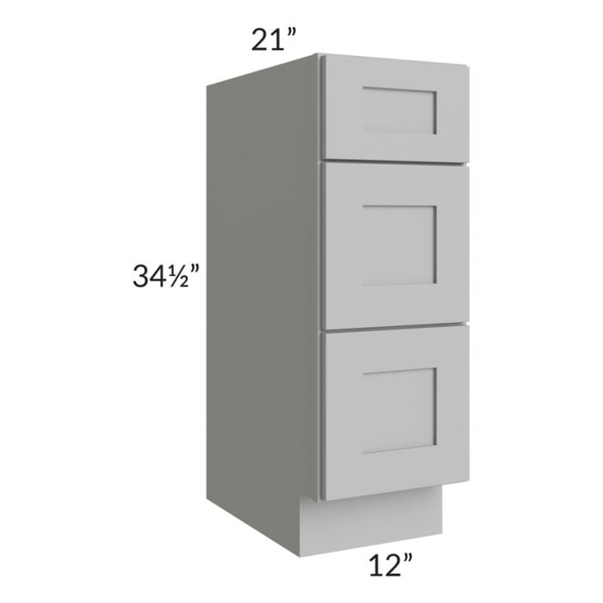 RTA Pewter Grey Shaker 12" Drawer Base Bathroom Vanity Cabinet