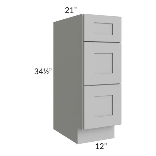 RTA Pewter Grey Shaker 12" Drawer Base Bathroom Vanity Cabinet