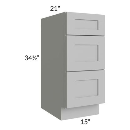 RTA Pewter Grey Shaker 15" Drawer Base Bathroom Vanity Cabinet