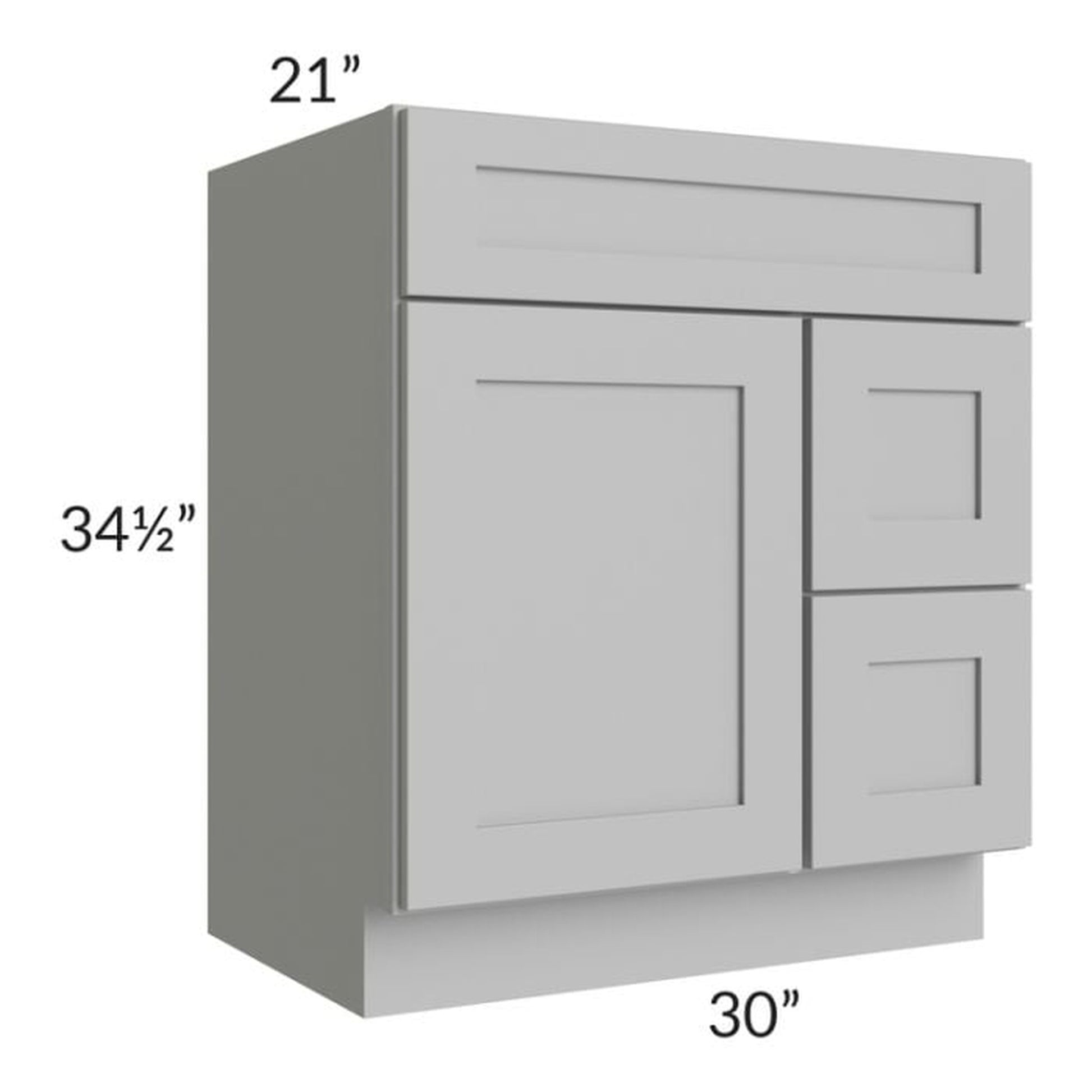 RTA Pewter Grey Shaker 30" Bathroom Vanity With 1 Door On The Left