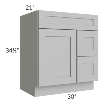 RTA Pewter Grey Shaker 30" Bathroom Vanity With 1 Door On The Left