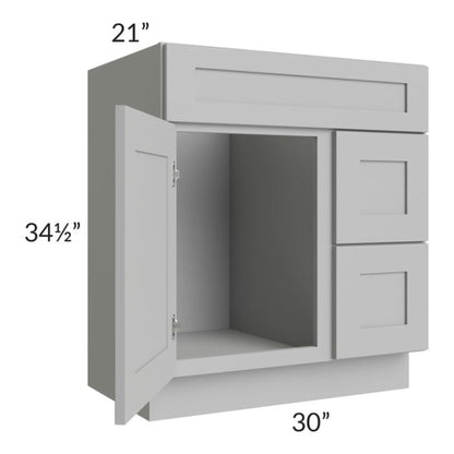 RTA Pewter Grey Shaker 30" Bathroom Vanity With 1 Door On The Left