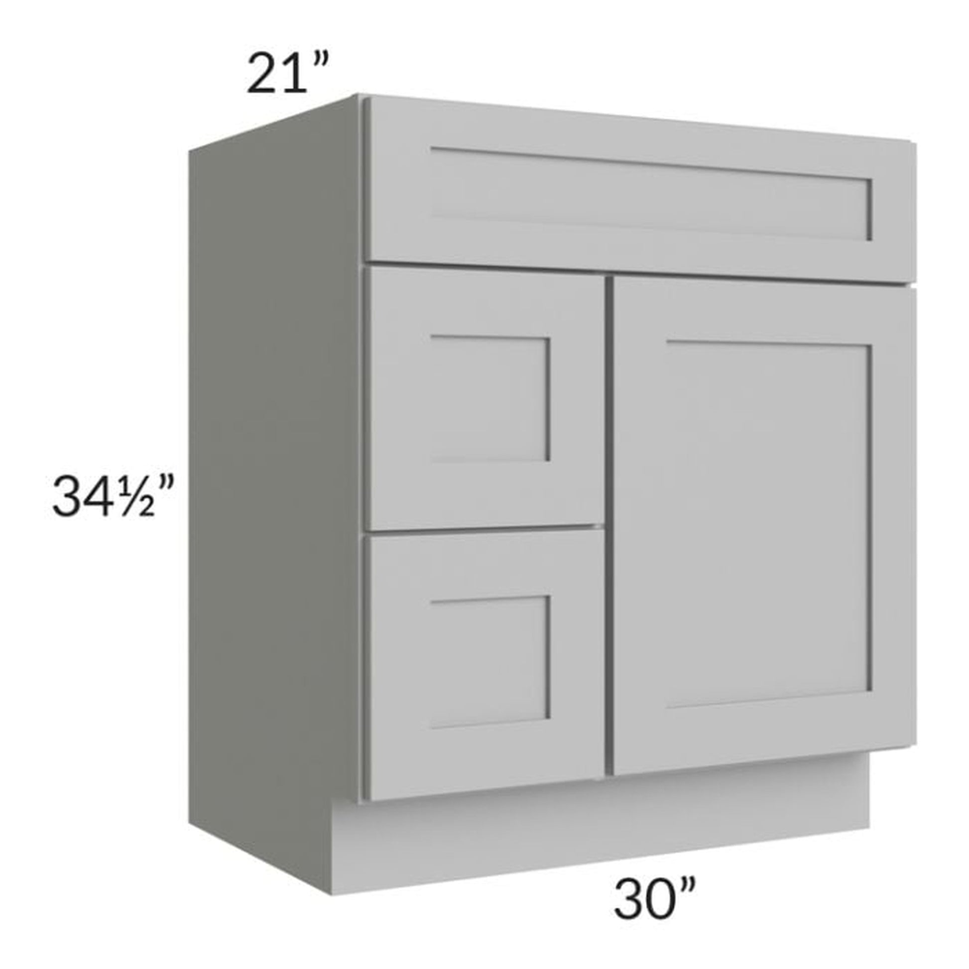 RTA Pewter Grey Shaker 30" Bathroom Vanity With 1 Door On The Right