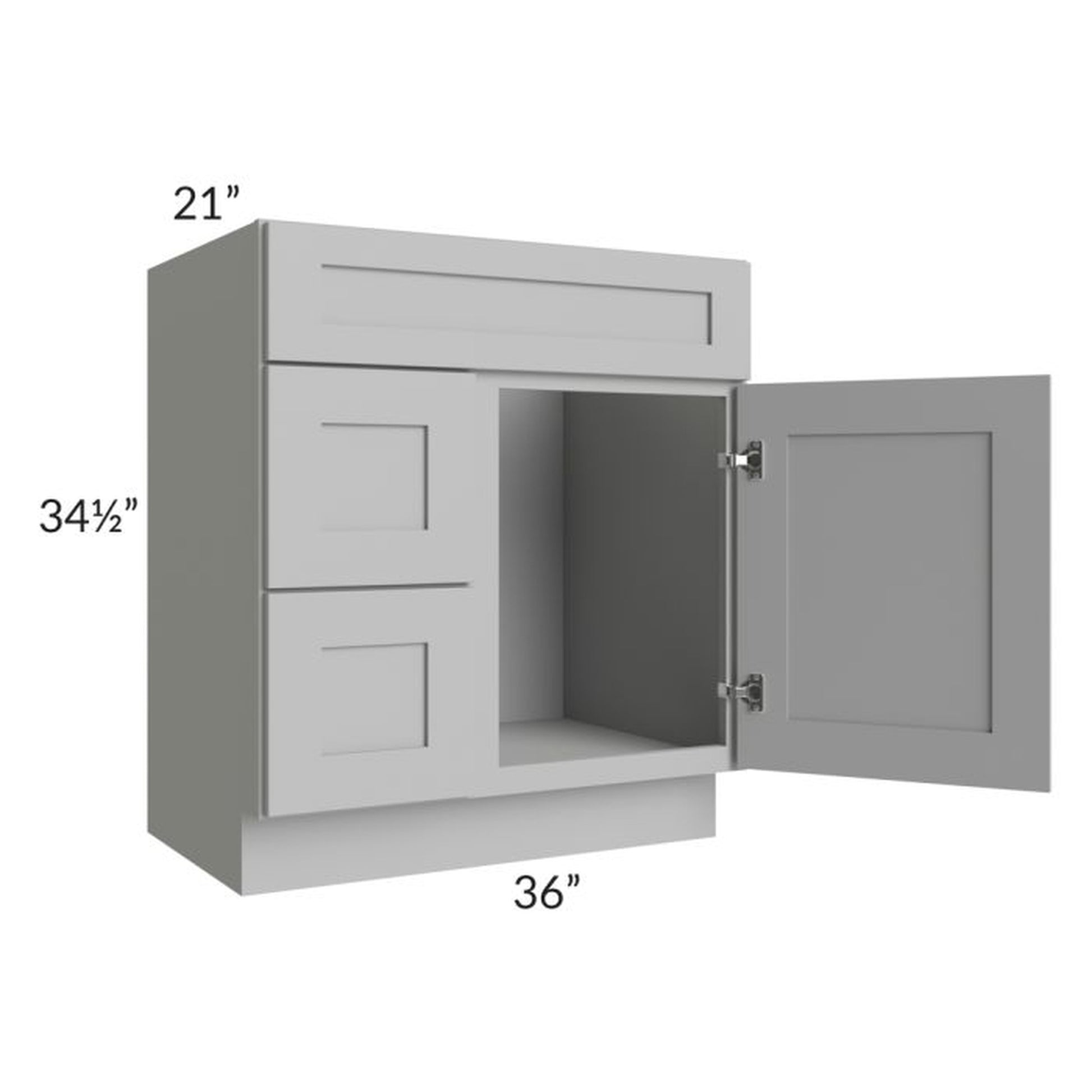 RTA Pewter Grey Shaker 30" Bathroom Vanity With 1 Door On The Right