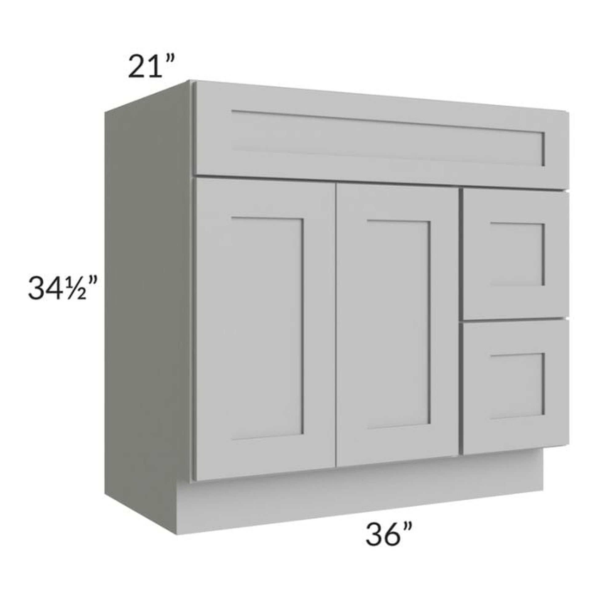 RTA Pewter Grey Shaker 36" Bathroom Vanity With 2 Doors On The Left