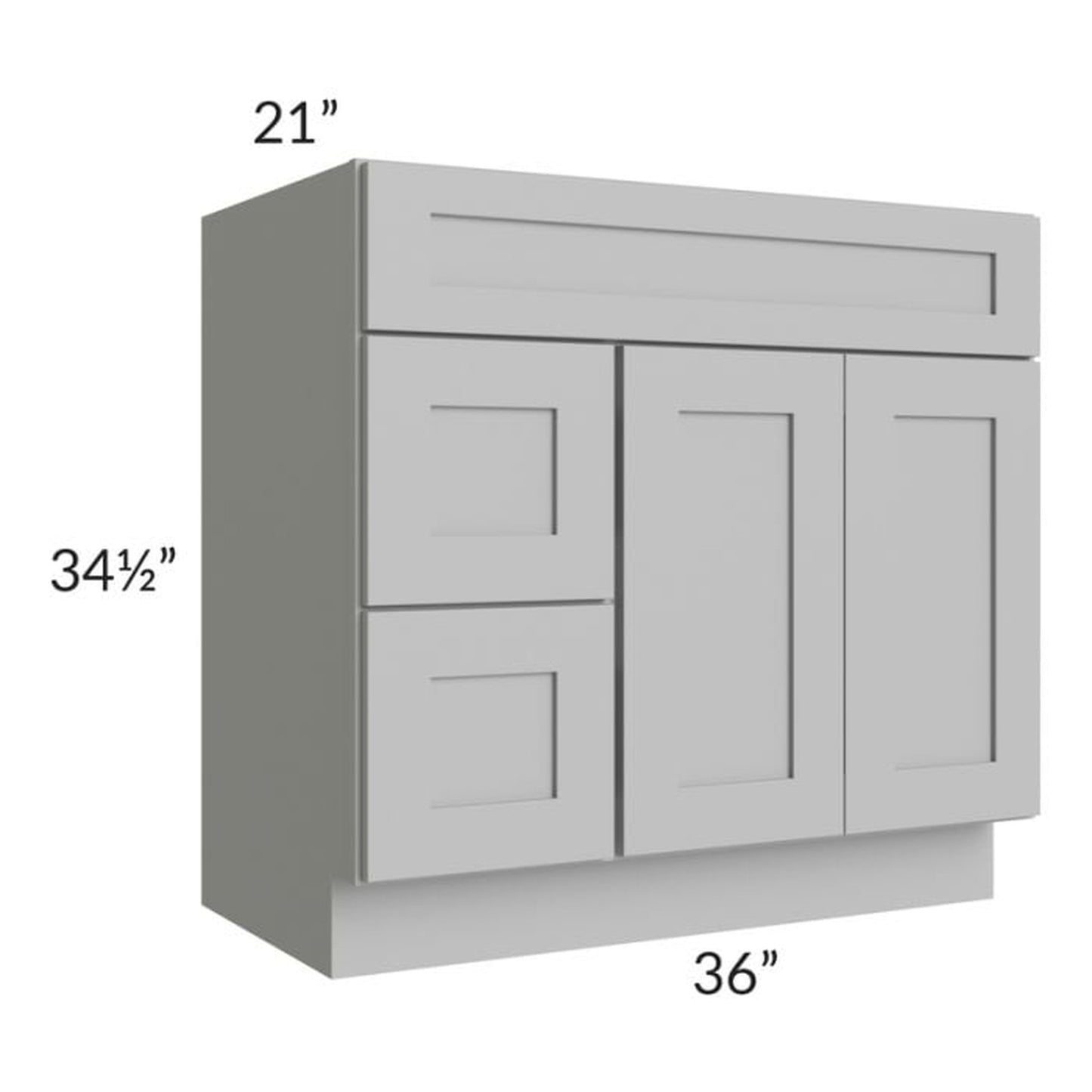 RTA Pewter Grey Shaker 36" Bathroom Vanity With 2 Doors On The Right