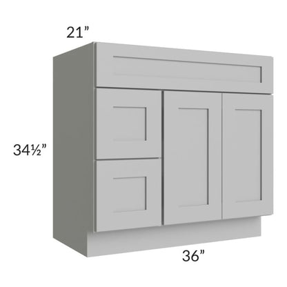 RTA Pewter Grey Shaker 36" Bathroom Vanity With 2 Doors On The Right