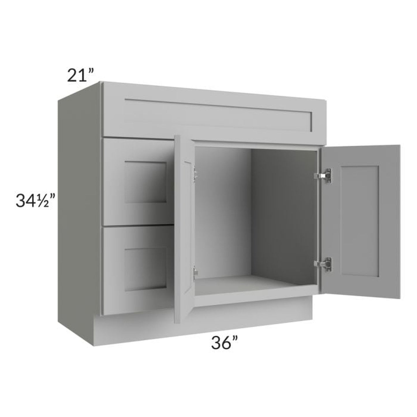 RTA Pewter Grey Shaker 36" Bathroom Vanity With 2 Doors On The Right