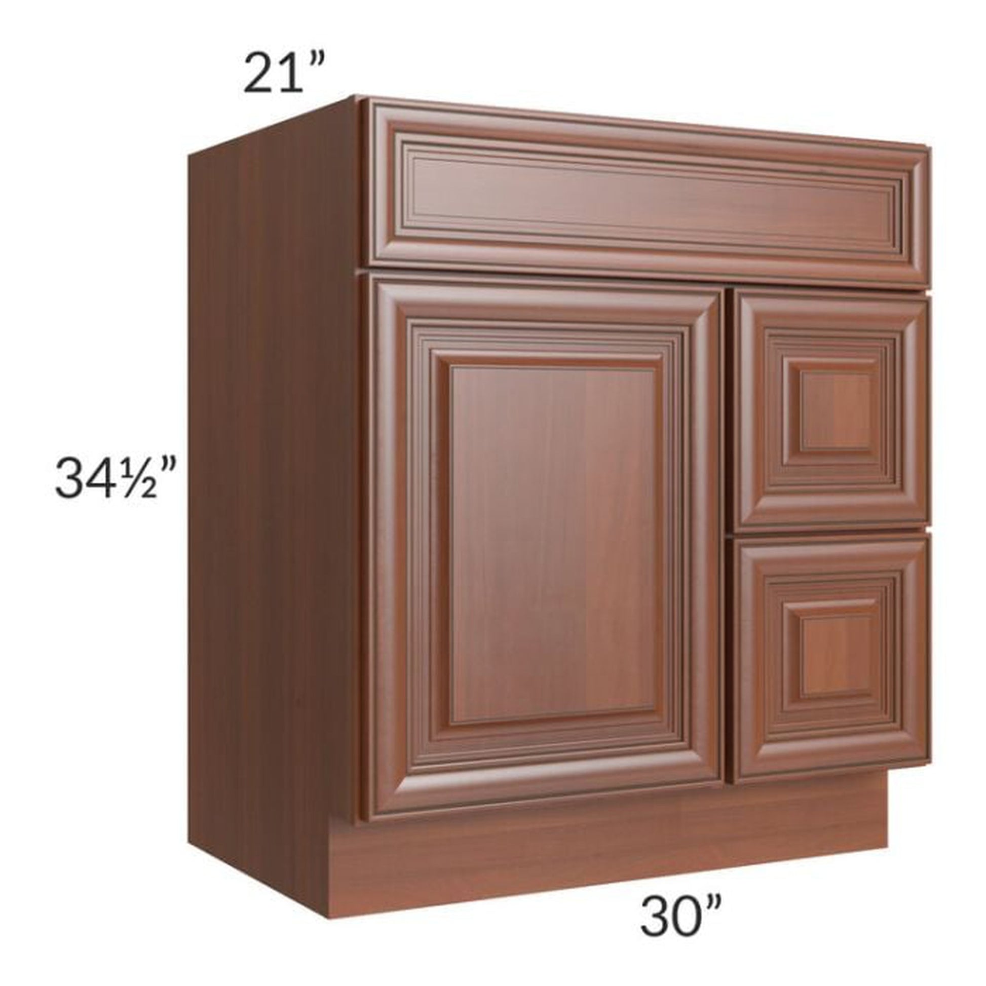 RTA Phoenix Caramel Glaze 30" x 21" Vanity Sink Base Cabinet (Door on Left)