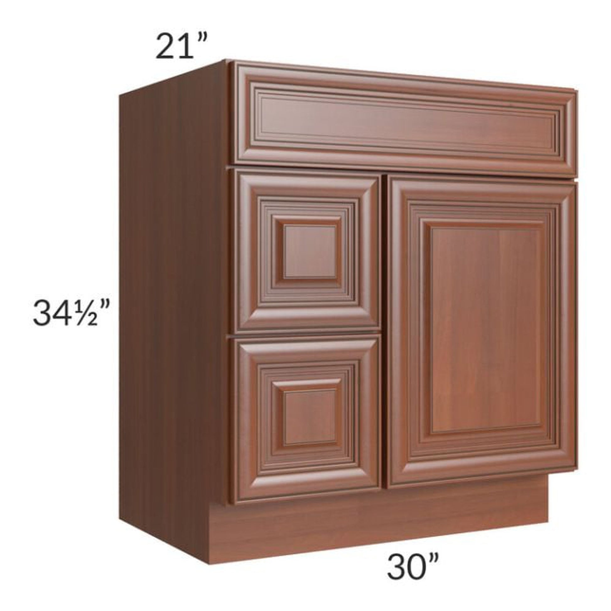 RTA Phoenix Caramel Glaze 30" x 21" Vanity Sink Base Cabinet (Door on Right)