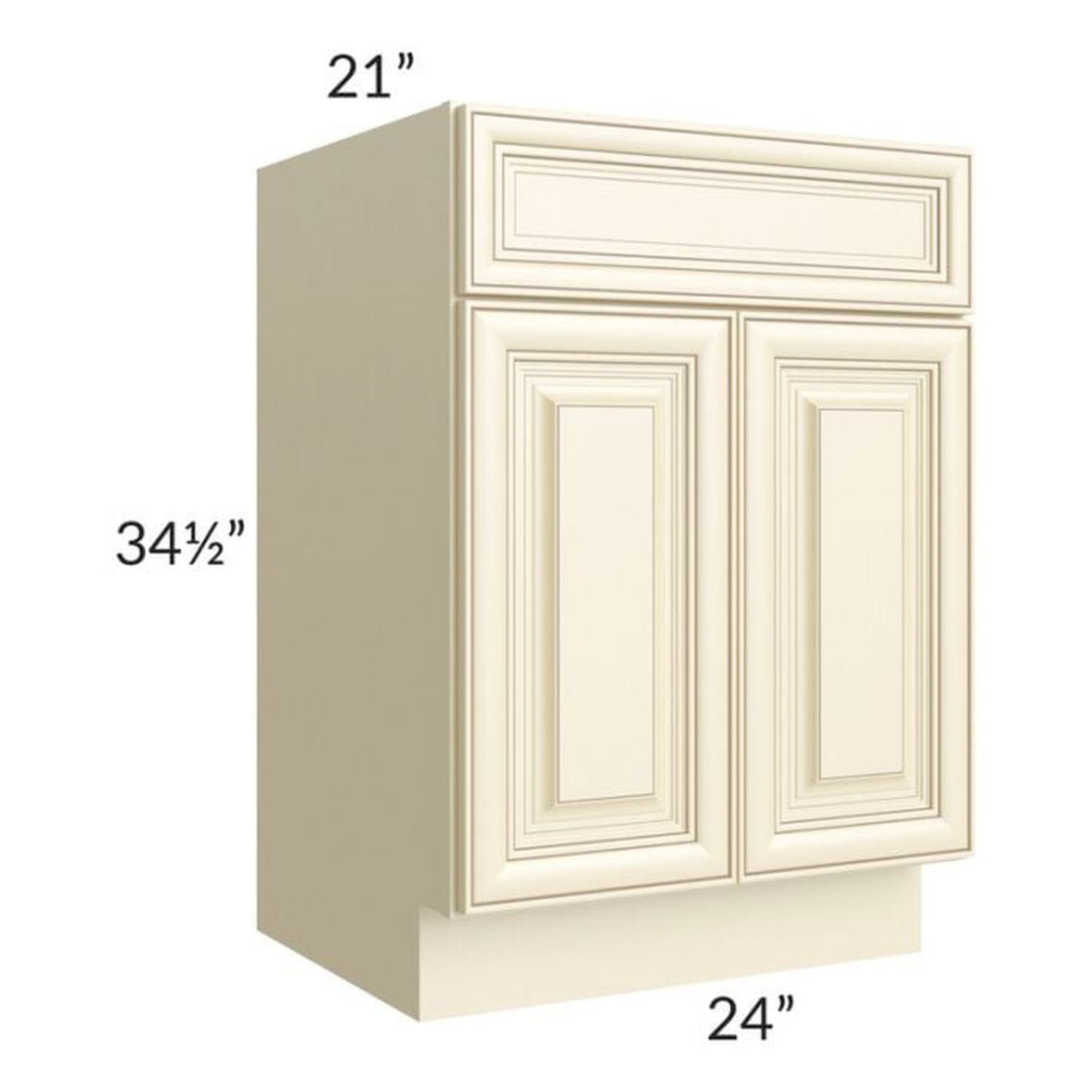 RTA Phoenix Cream Glaze 24" Vanity Sink Base Cabinet with 2 Decorative End Panels