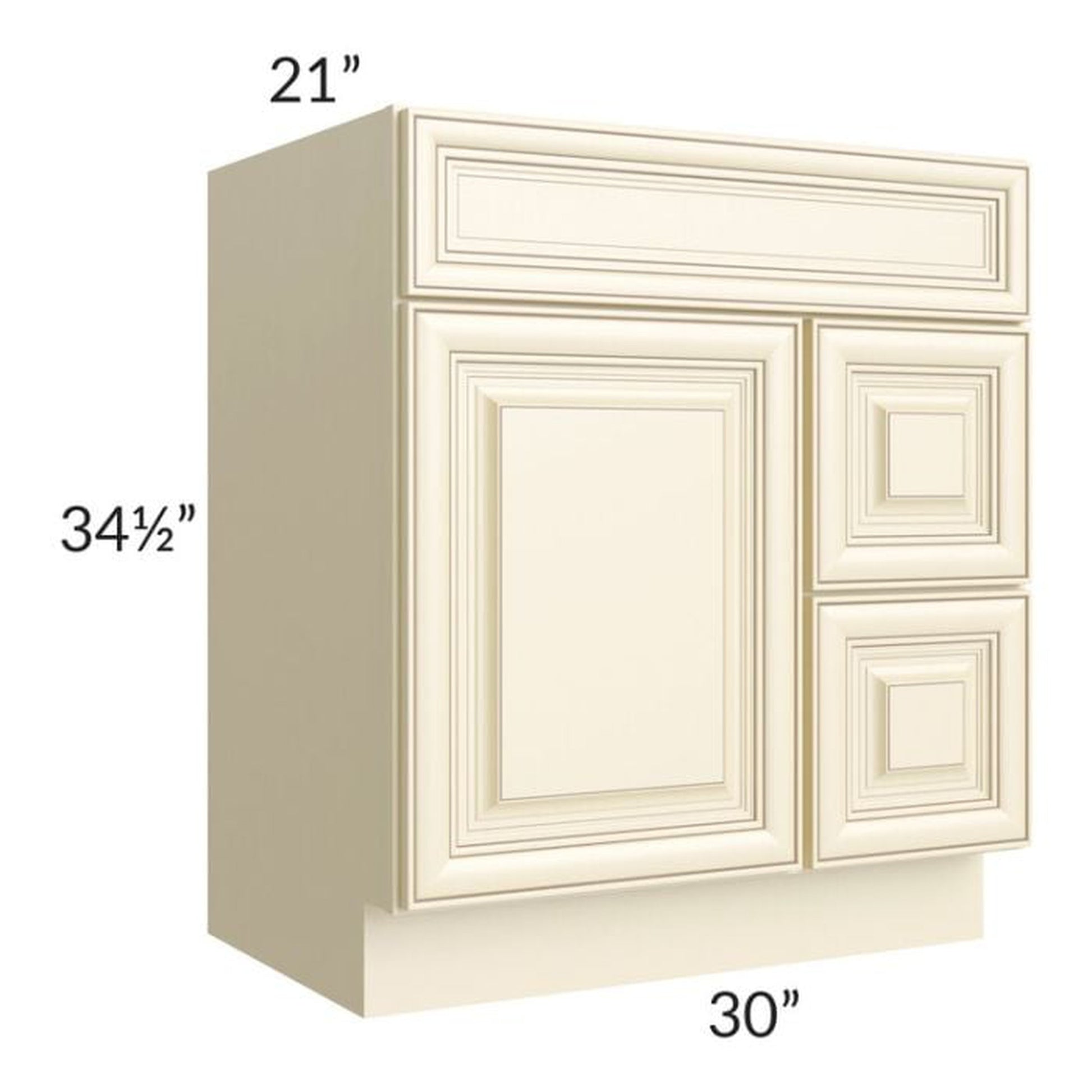 RTA Phoenix Cream Glaze 30" x 21" Vanity Sink Base Cabinet (Door on Left)