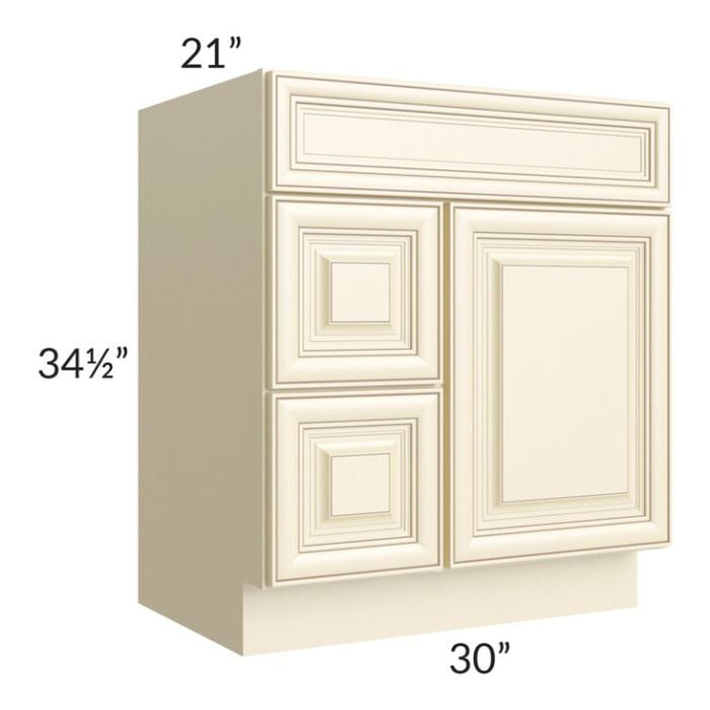 RTA Phoenix Cream Glaze 30" x 21" Vanity Sink Base Cabinet (Door on Right)