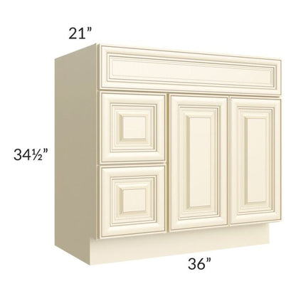 RTA Phoenix Cream Glaze 36" x 21" Vanity Sink Base Cabinet (Doors on Right)