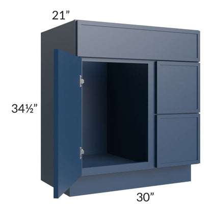 RTA Portland Navy Blue 30" Bathroom Vanity With 1 Door On The Left