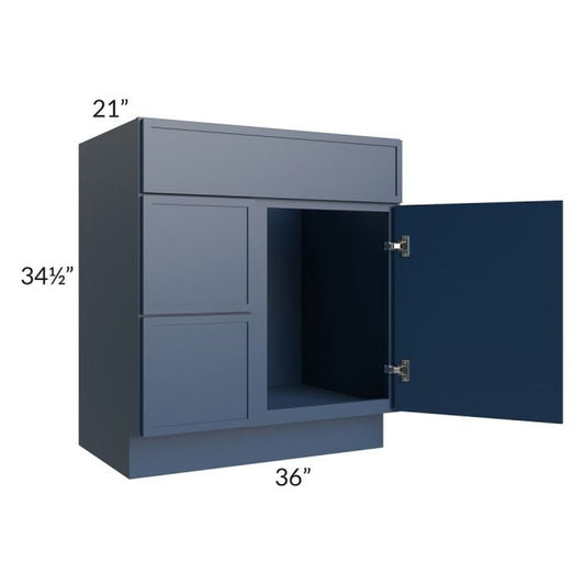 RTA Portland Navy Blue 30" Bathroom Vanity With 1 Door On The Right