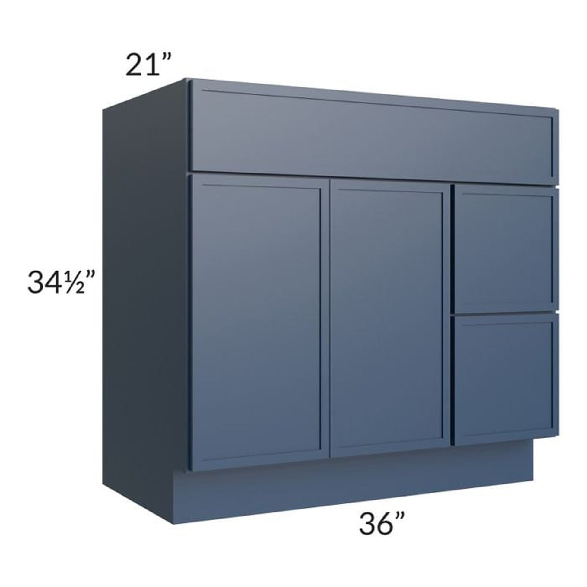 RTA Portland Navy Blue 36" Bathroom Vanity With 2 Doors On The Left