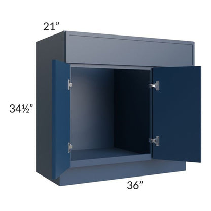 RTA Portland Navy Blue 36" Bathroom Vanity With 2 Doors On The Left