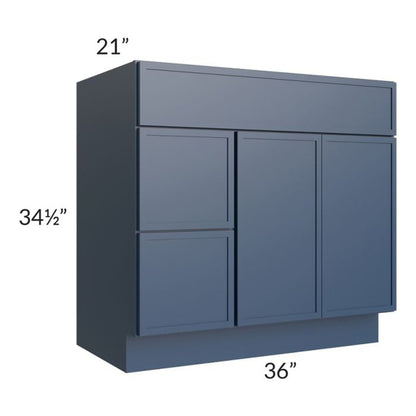 RTA Portland Navy Blue 36" Bathroom Vanity With 2 Doors On The Right