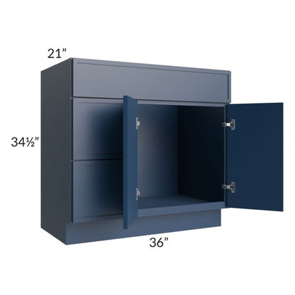 RTA Portland Navy Blue 36" Bathroom Vanity With 2 Doors On The Right