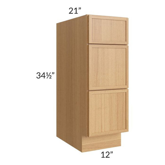 RTA Portland Sand 12" Drawer Base Bathroom Vanity Cabinet