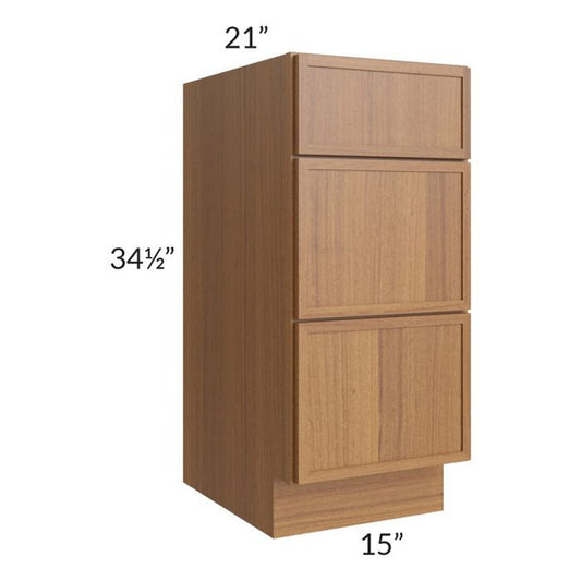 RTA Portland Walnut 15" Drawer Base Bathroom Vanity Cabinet