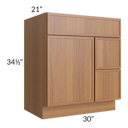 RTA Portland Walnut 30" Bathroom Vanity With 1 Door On The Left