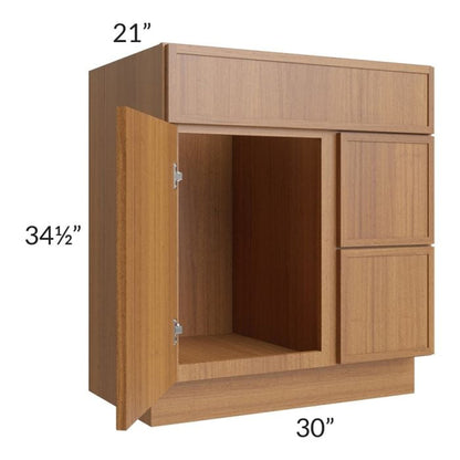 RTA Portland Walnut 30" Bathroom Vanity With 1 Door On The Left