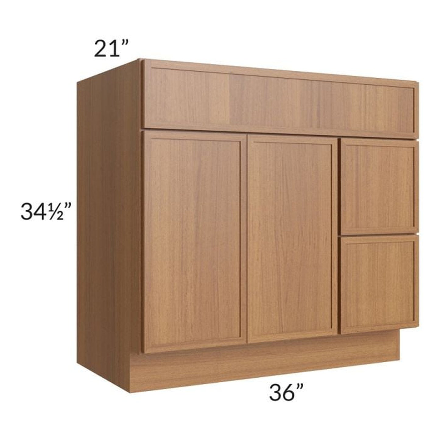 RTA Portland Walnut 36" Bathroom Vanity With 2 Doors On The Left