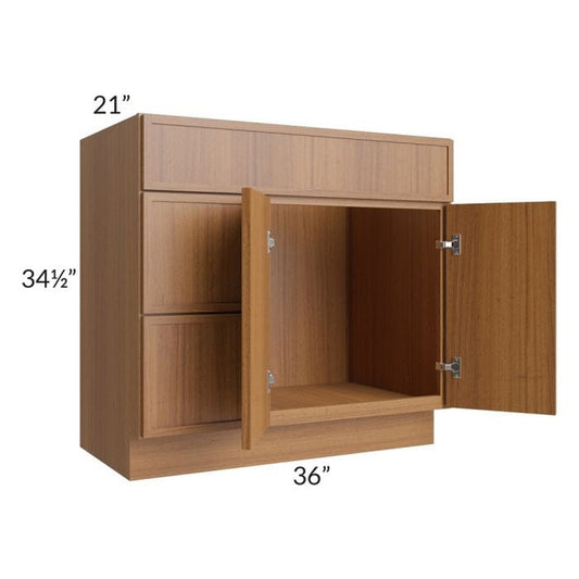 RTA Portland Walnut 36" Bathroom Vanity With 2 Doors On The Right