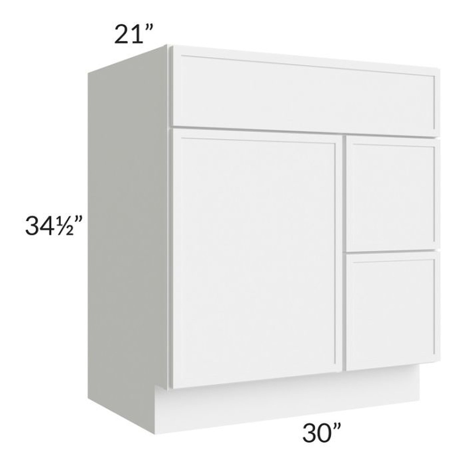 RTA Portland White 30" S3021DR-34-1-2-PW Bathroom Vanity