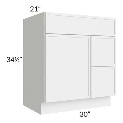 RTA Portland White 30" S3021DR-34-1-2-PW Bathroom Vanity