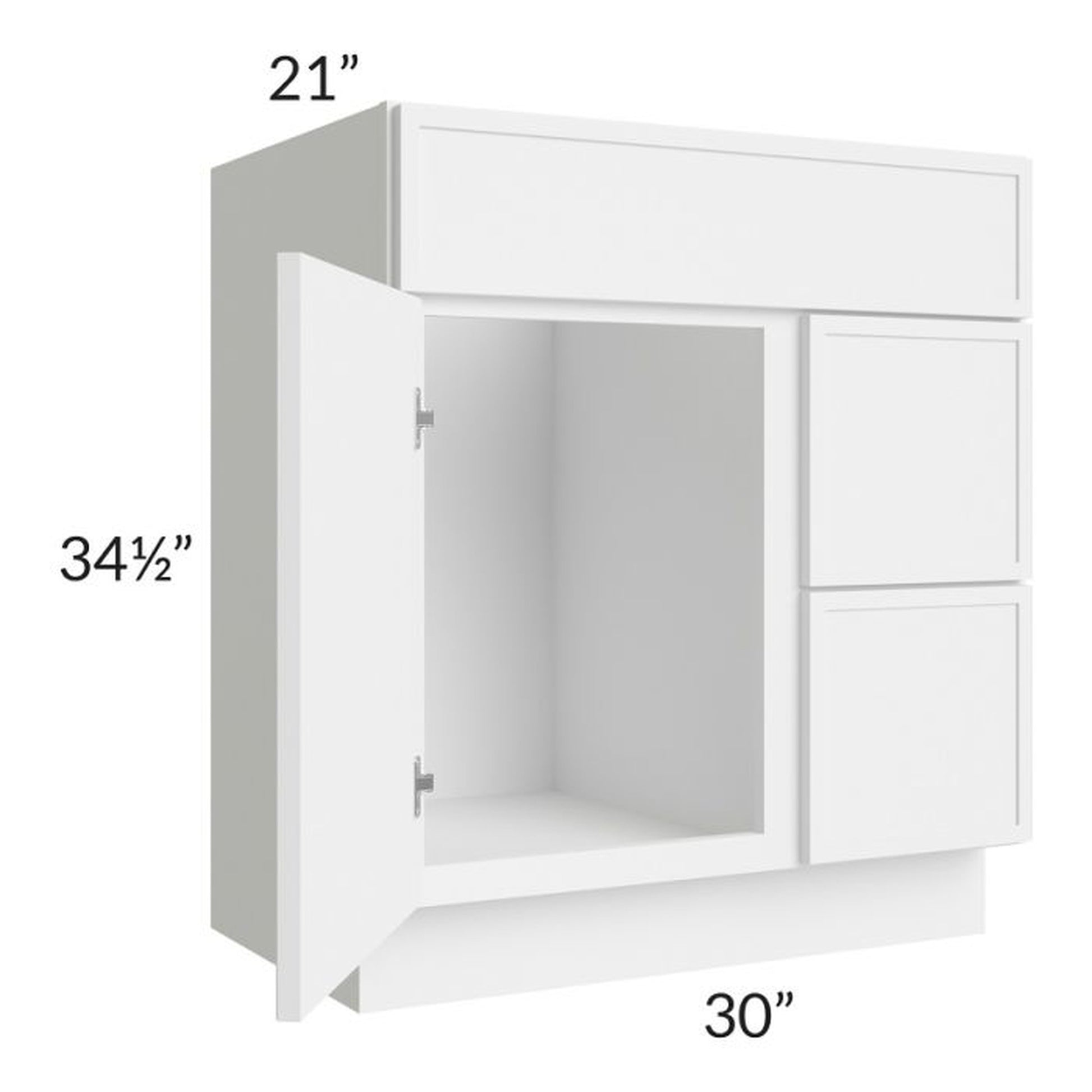 RTA Portland White 30" S3021DR-34-1-2-PW Bathroom Vanity